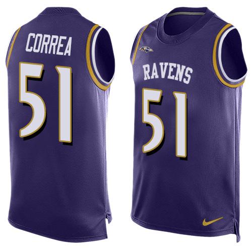 Nike Ravens #51 Kamalei Correa Purple Team Color Men's Stitched NFL Limited Tank Top Jersey - Click Image to Close